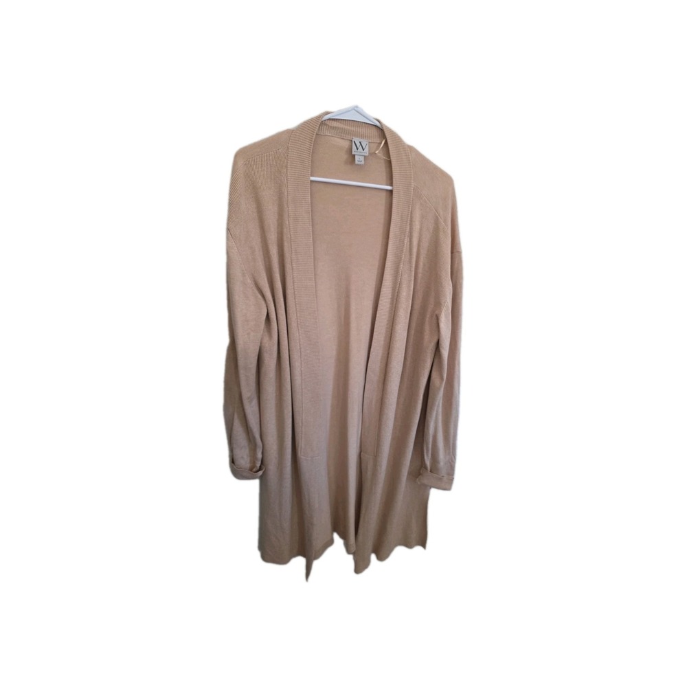 Worthington Women's Beige Open Front Cardigan Size L Closet Staple